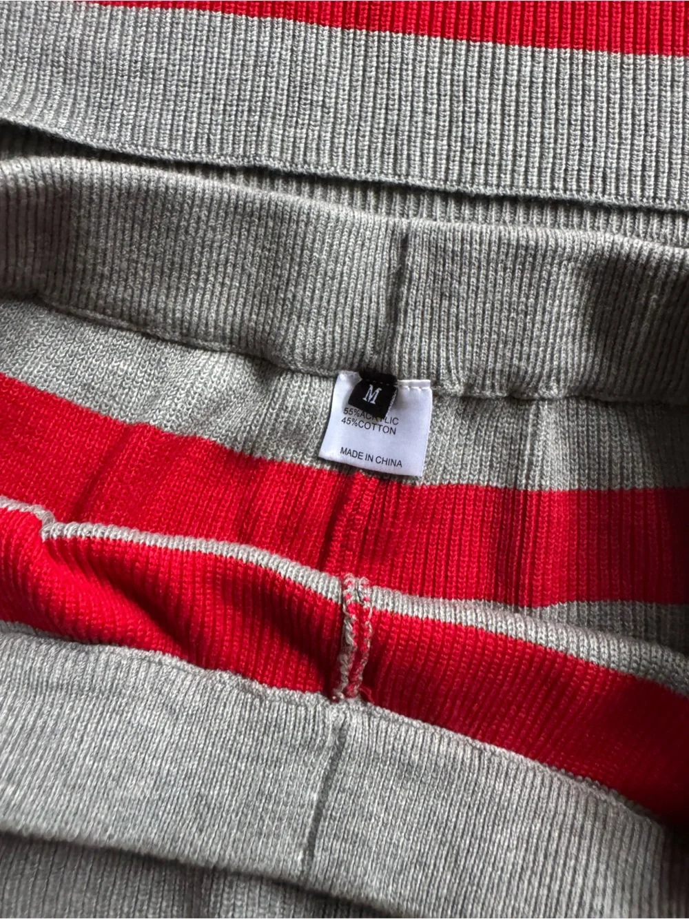 Gray & Red Striped Crewneck Sweater and shorts set